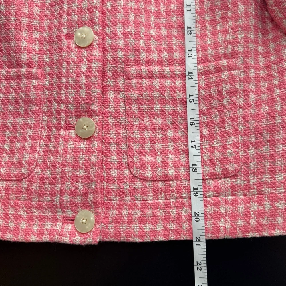 J. Crew Tweed Patch Pocket Lady Jacket, Size 8, Bubblegum Pink and White - Picture 9 of 10